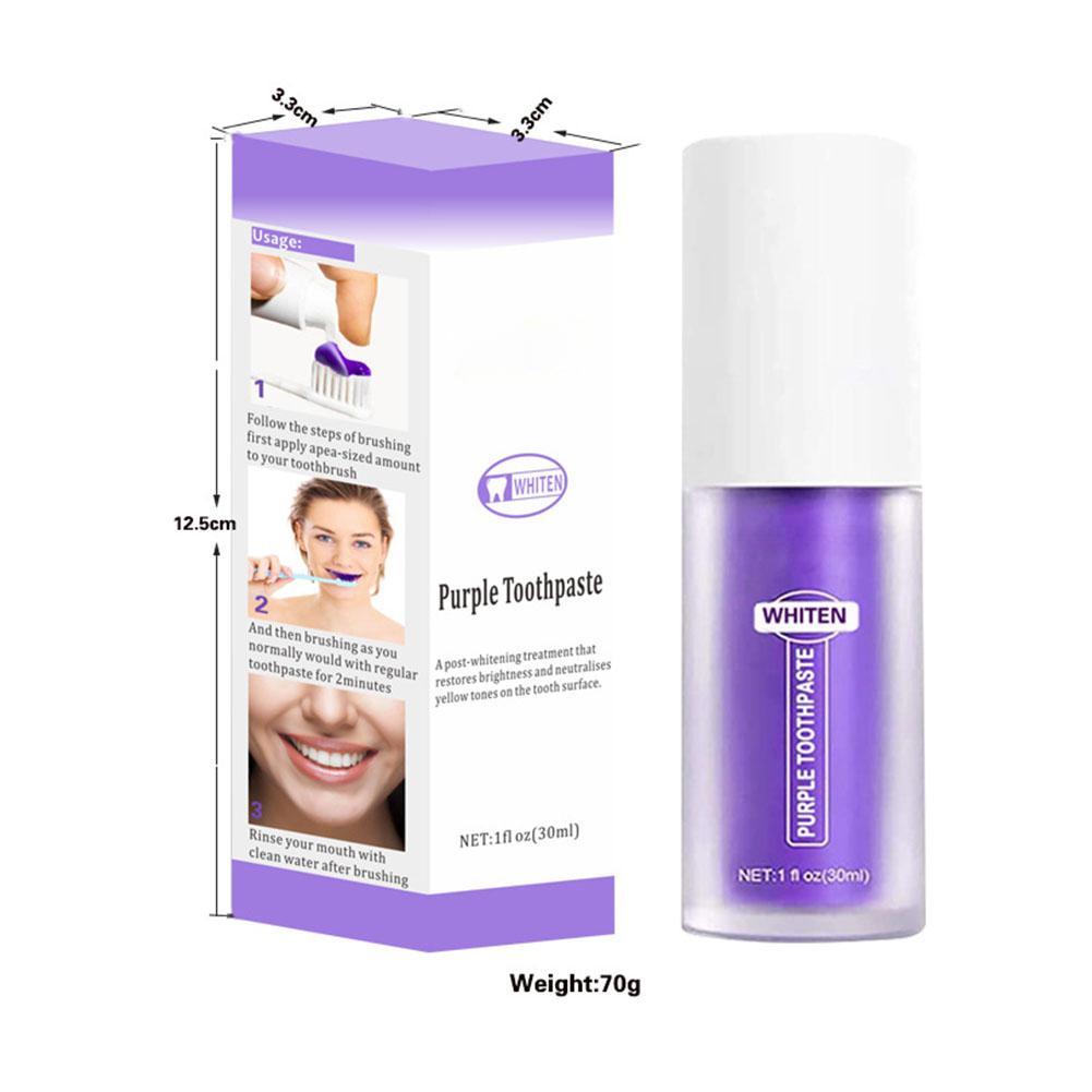 V34 Purple Toothpaste Remove Plaque Smoke Stains Removal Odor Oral Refreshing Brightening Whitening Teeth Oral Cleaning