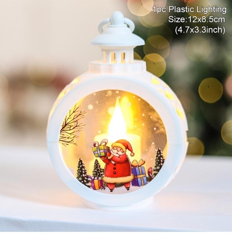 Merry Christmas Round Wind Light Decoration for Home, Christmas Ornaments, Xmas Gift, New Year