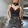 Vintage Goth Punk Faux Leather Necklace Trendy Goth Punk Style Necklace with Adjustable Faux Leather Straps for Women