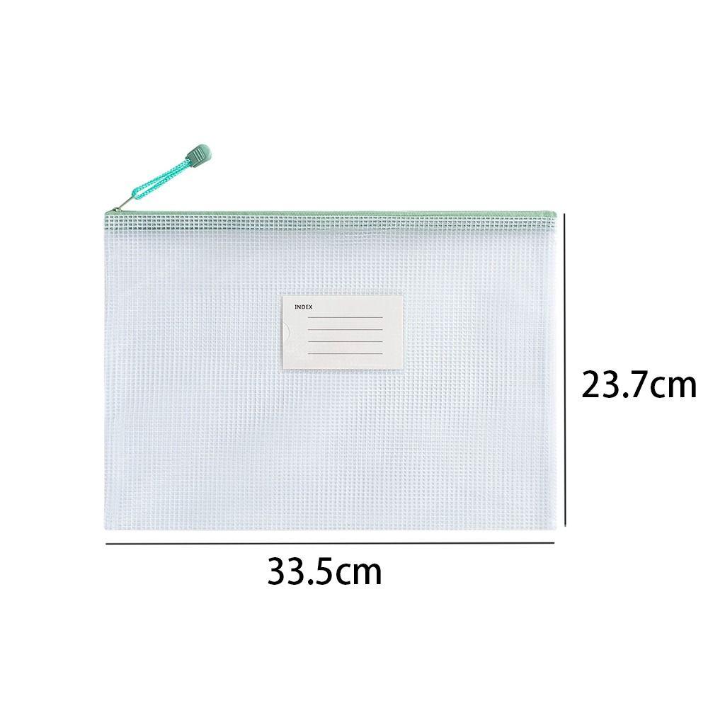 Durable PVC A4 Mesh File Bag Zipper Thickened Information Bag Transparent Subject Sorting Document Storage Bag Student