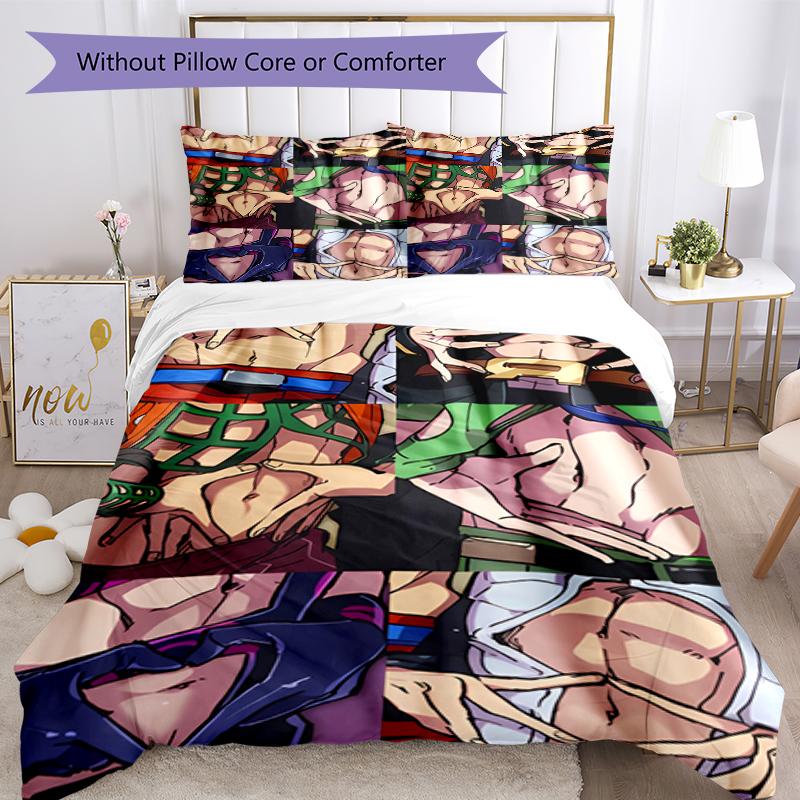 3pcs JoJo's Bizarre Adventure4 pattern bedding set duvet cover set includes duvet cover &pillowcases, perfect all season bedroom decoration & gift