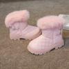 Children's Snow Boots Elegant Plush Solid Color Kids Rhinestones Short Boots Fashion Girls Catwalk Boots All Match 2024 Winter