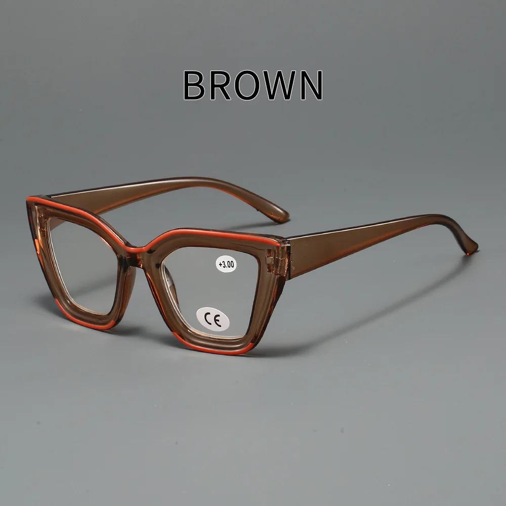 Мужские Женские Очки для Чтения в Большой Оправе Модные Стильные Очки для Пресбиопии Линзы Высокого Качества Оверсайз Очки 0+1.0+4.0