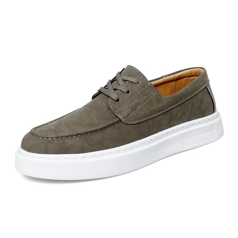 Кеды мужские весна 2025 новые в британском стиле кожаные мужские туфли ретро простые универсальные мягкая подошва легкие повседневные туфли