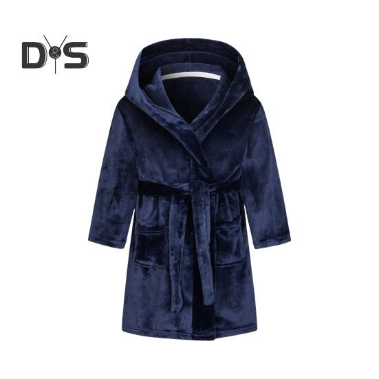 Фланелевый халат с капюшоном и завязкой на талии для девочек, мягкий пушистый банный халат для детей, теплый банный халат с принтом, капюшоном и карманами