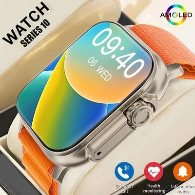 Новые умные часы Watch 10 Ultra 49 мм 2024 года, новые NFC для мужчин и женщин, GPS-трекер, Bluetooth, звонки, BT, музыка, игры, беспроводная зарядка, умные часы