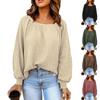 Women's Fashion Solid Color Square Neck Loose Casual Knit Sweater Top