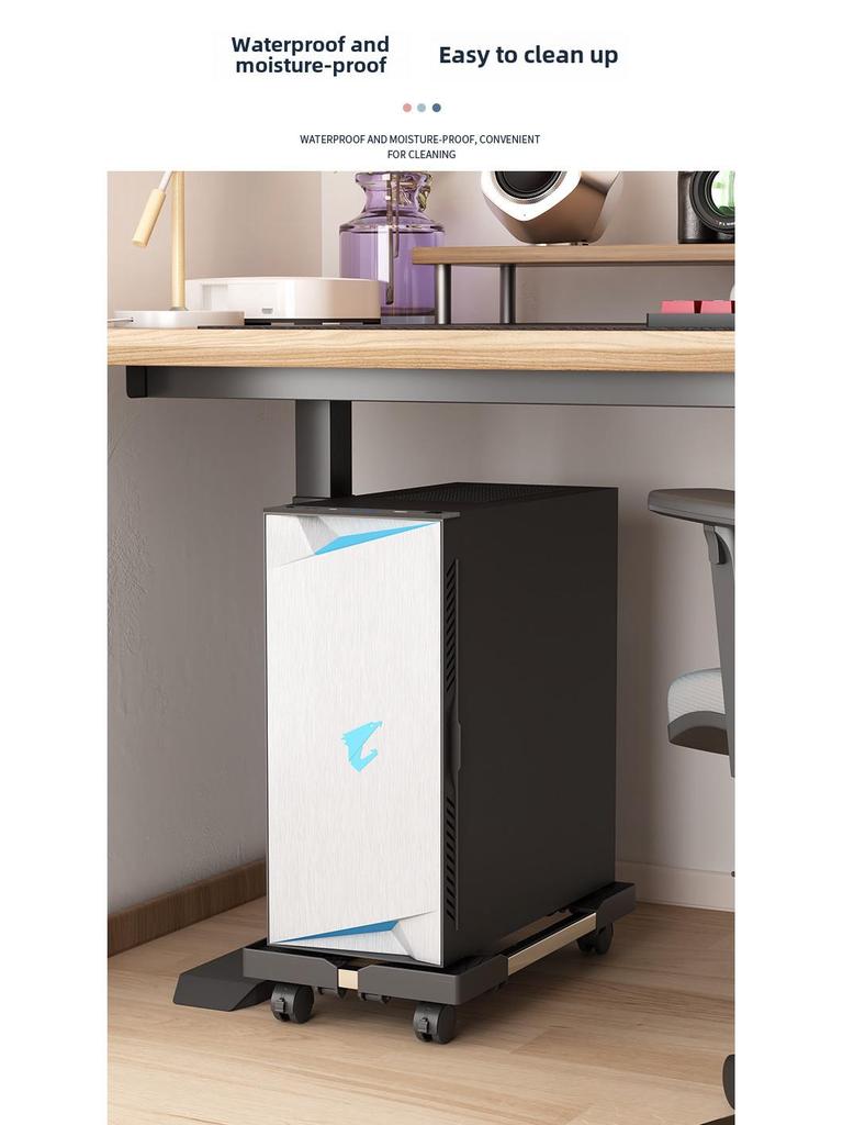 Регулируемая выдвижная подставка для компьютера с колесами и местом для хранения