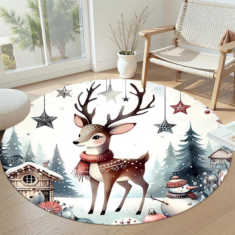 Elk Round Office Rug Perfect for Entryway Study room Playrooms Foyer Anti-slip Round Rug Decorate Offices Perfect Gift for Friends Family