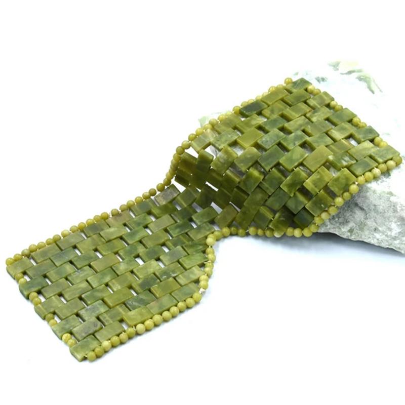 Natural Cooling Sleep Mask Jade for Eye Face Massage Stone Jade Roller Gouache Scraper Massager Set Skin Care Tools
