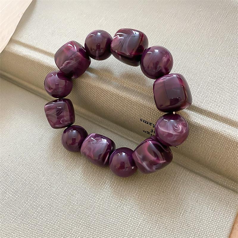 Acrylic Irregular Square Round Beaded Bracelets for Women Colorful Geometry Resin Bangles Simple Hand Jewelry Accessories