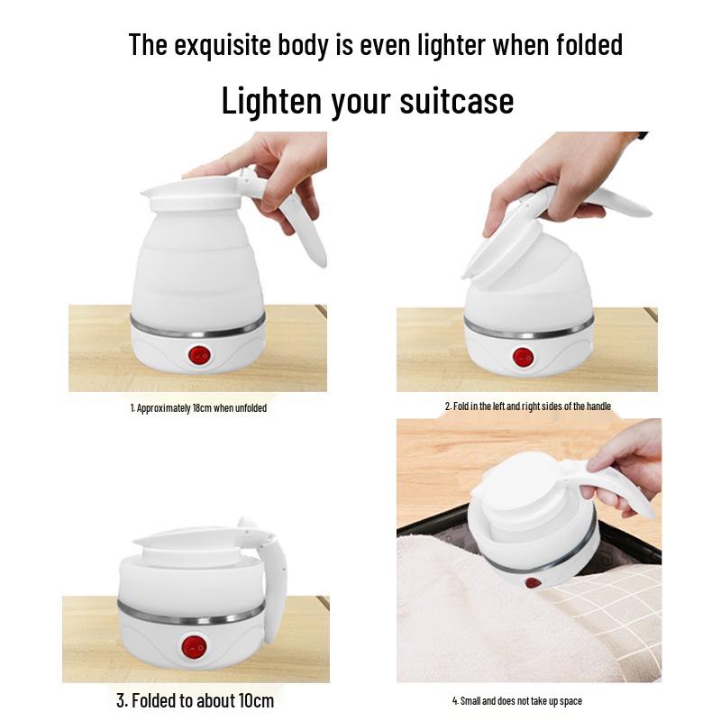 Compact Folding Electric Travel Kettle with Silicone Body & Auto Shut-off – Ideal Gift for Students