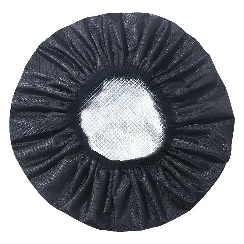 Регулируемый двухслойный атласный капор для сна, двухсторонний женский круглый шапочка для душа, ночная шапочка для сна из полиэстера, однотонная черная подкладка