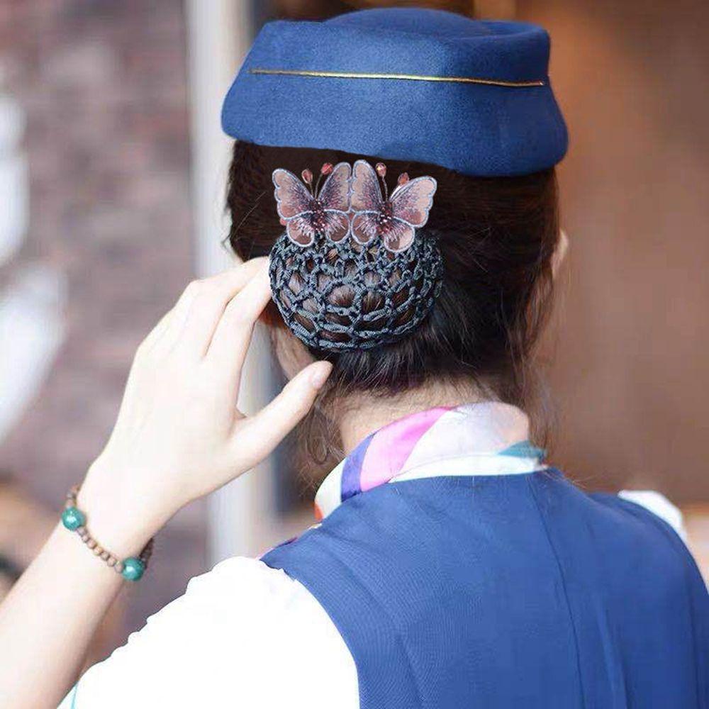 Отель Авиакомпания Стюардесса Конский хвост Зажим Корейский Пучок Снуд Женщины Пружинные Зажимы Заколки Чехол Сетка