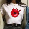 New Fashion Women Tshirt Watercolor Lips Printed Tops Tee Casual Short Sleeve Female Tee Shirts Harajuku Graphic T-Shirts Femme