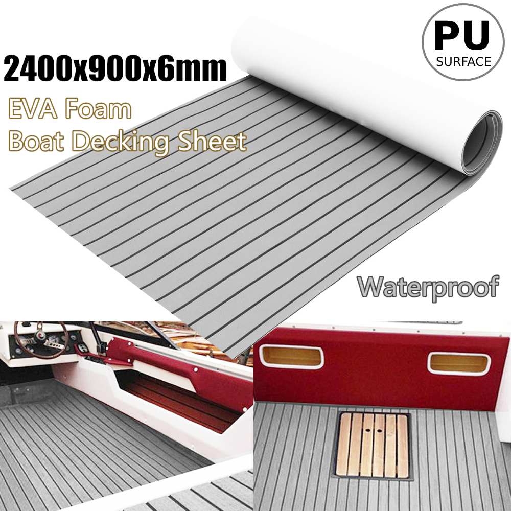 2400X900x6MM Gray EVA Foam Boat Mat Faux Teak Marine Flooring Sheet Decking Pad Waterproof Flooring Sheet