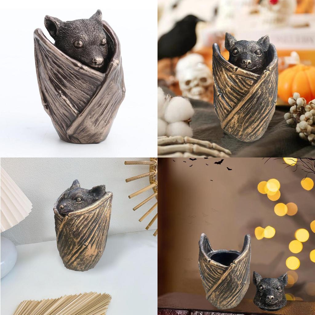 Жуткая шкатулка для украшений в виде летучей мыши на Хэллоуин, готический органайзер из смолы для женщин
