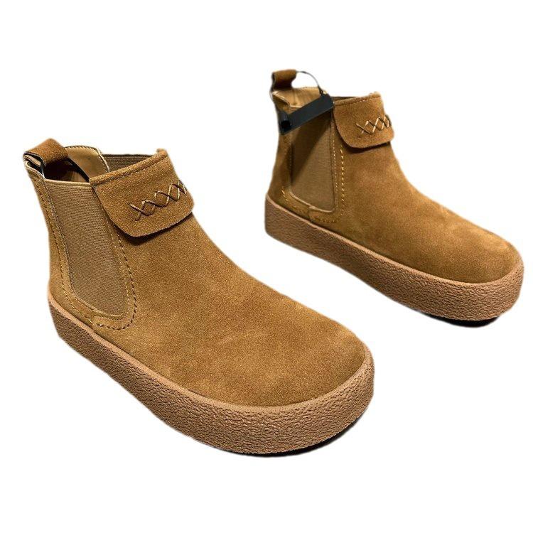 Матовая кожа хайтопы толстая подошва 2025 осень новинка эластичный верх на одной педали ленивые ботинки Мартин повседневные короткие ботинки одинарные ботинки