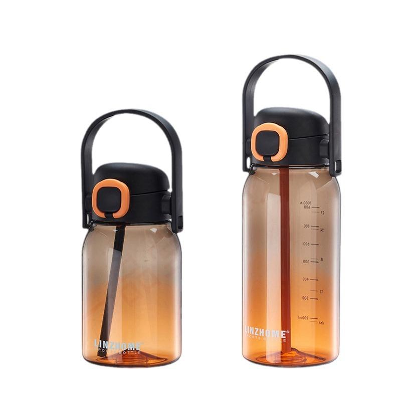 Gradient Color Water Cup, No Paint, New Dual-drinking Portable Fitness Outdoor Sports Large-capacity Water Bottle with Scale