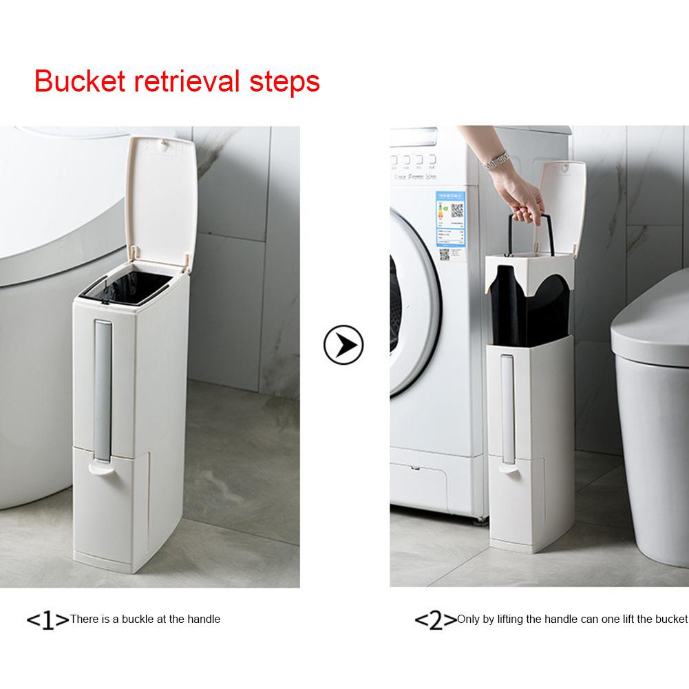 Integrated Trash Can Toilet Brush Set Large Capacity Toilet Brush and Waste Bin Set with Lid Multifunction Bathrom Accessories