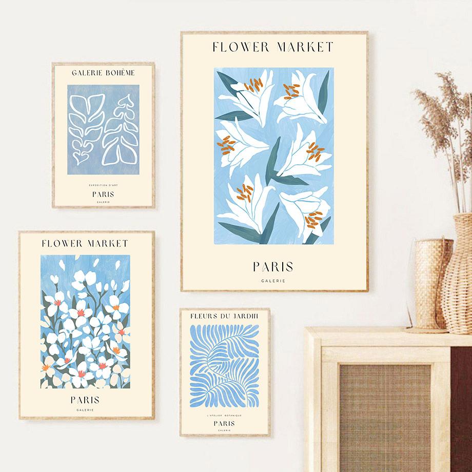 Абстрактные свежие цветы рынок парижский завод лист бохо скандинавские постеры и принты настенное искусство холст картины картины декор гостиной