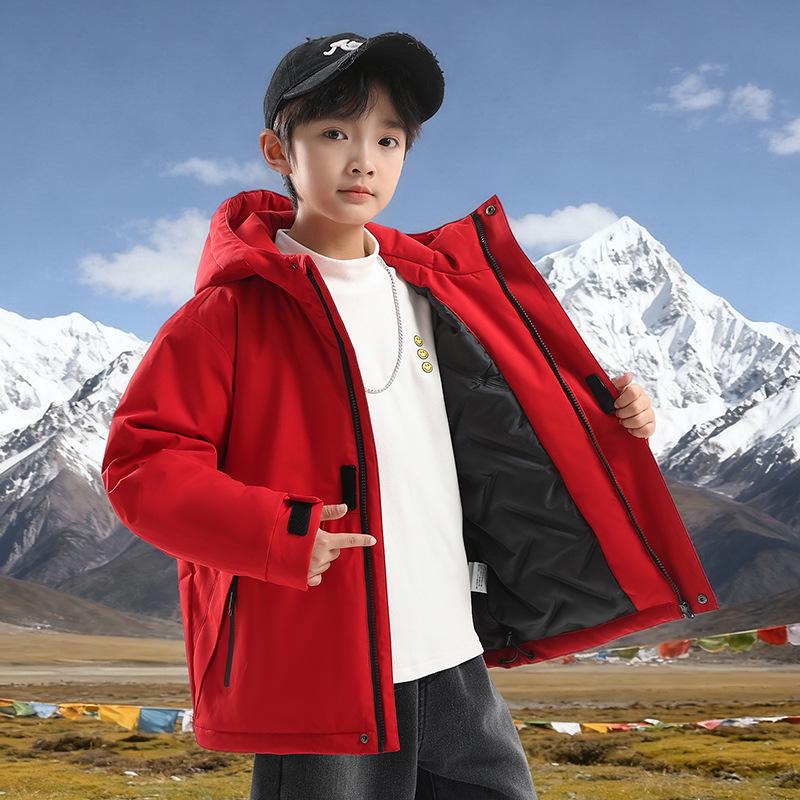 Boys' Winter 2025 Thick Cotton Windbreaker Jacket: Stylish and Warm for Older Kids
