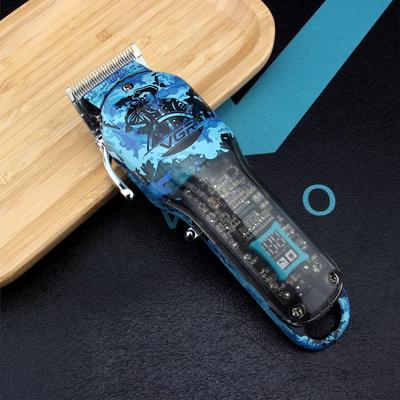 Новый мужской парикмахерский салон Домашняя синяя граффити машинка для стрижки волос ЖК-светодиодный цифровой дисплей Профессиональная электрическая машинка для стрижки Высокая мощность Длительная работа Машинка для бритья