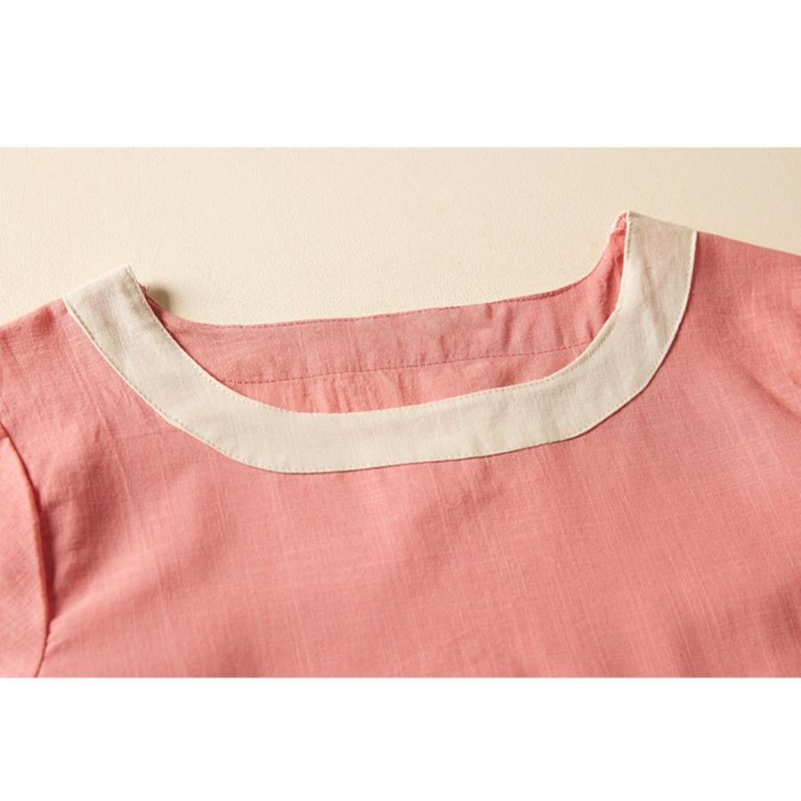 Повседневная хлопково-льняная рубашка, летний топ с вышивкой в ​​стиле ретро, ​​женская художественная блузка с круглым вырезом