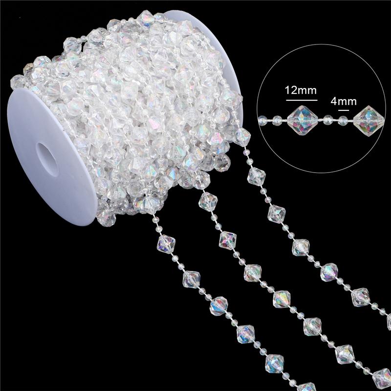 17-60Meter Imitation Pearl Acrylic Beaded Chain Trim Garland Strand for Door Curtain Wedding Decoration DIY Embellished Accessories