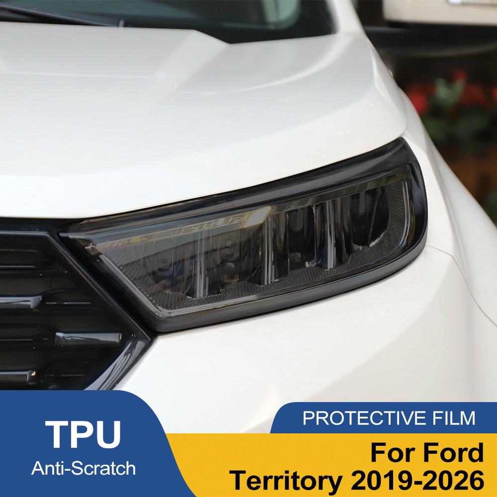 Высокоглянцевая защитная пленка для фар автомобиля для Ford Territory Equator Sport Дымчато-черная Вырезанная по форме TPU PPF Антицарапающая виниловая пленка