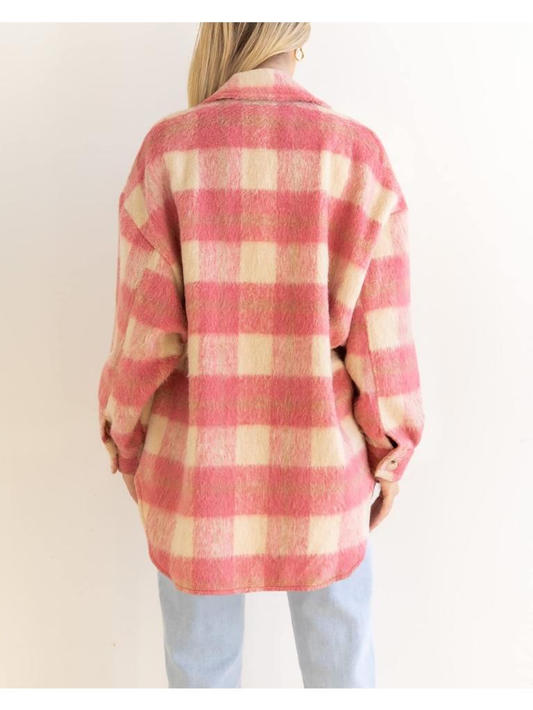 New Fashion Winter Clothes Women Plaid Jackets Coat Street Style Shacket Shirt Jacket Luxury Fluffy Button Down Long Overcoat