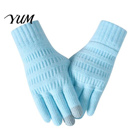 Conductive Fingertip Gloves for Smartphone Knitted Touchscreen Men Women, Winter Warm Thermal Gloves, Thickened Versatile Women Plush Lining