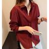 Spring Women's Casual Solid Color Lapel Shirt