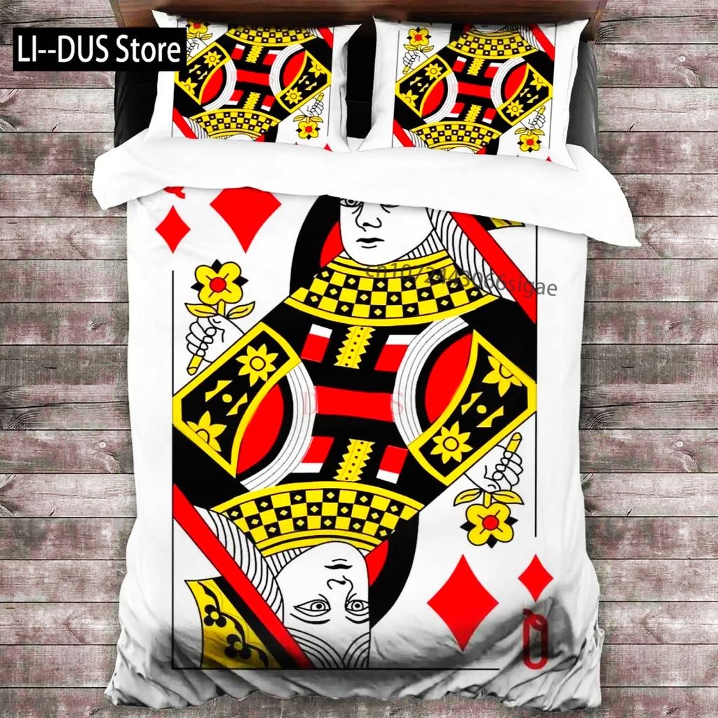 Покер King Queen Пододеяльник Современный комплект постельного белья для карточных игр Геймерский игровой пододеяльник Покрывало для азартных игр Спортивная одежда Полиэстеровый пододеяльник