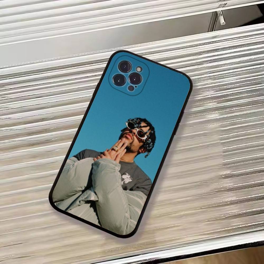 Чехол для телефона горячего певца B-Bad Bunny для iPhone 17,16,15,14,13,12,11 Plus,Pro Max,XS, Мягкий силиконовый черный чехол