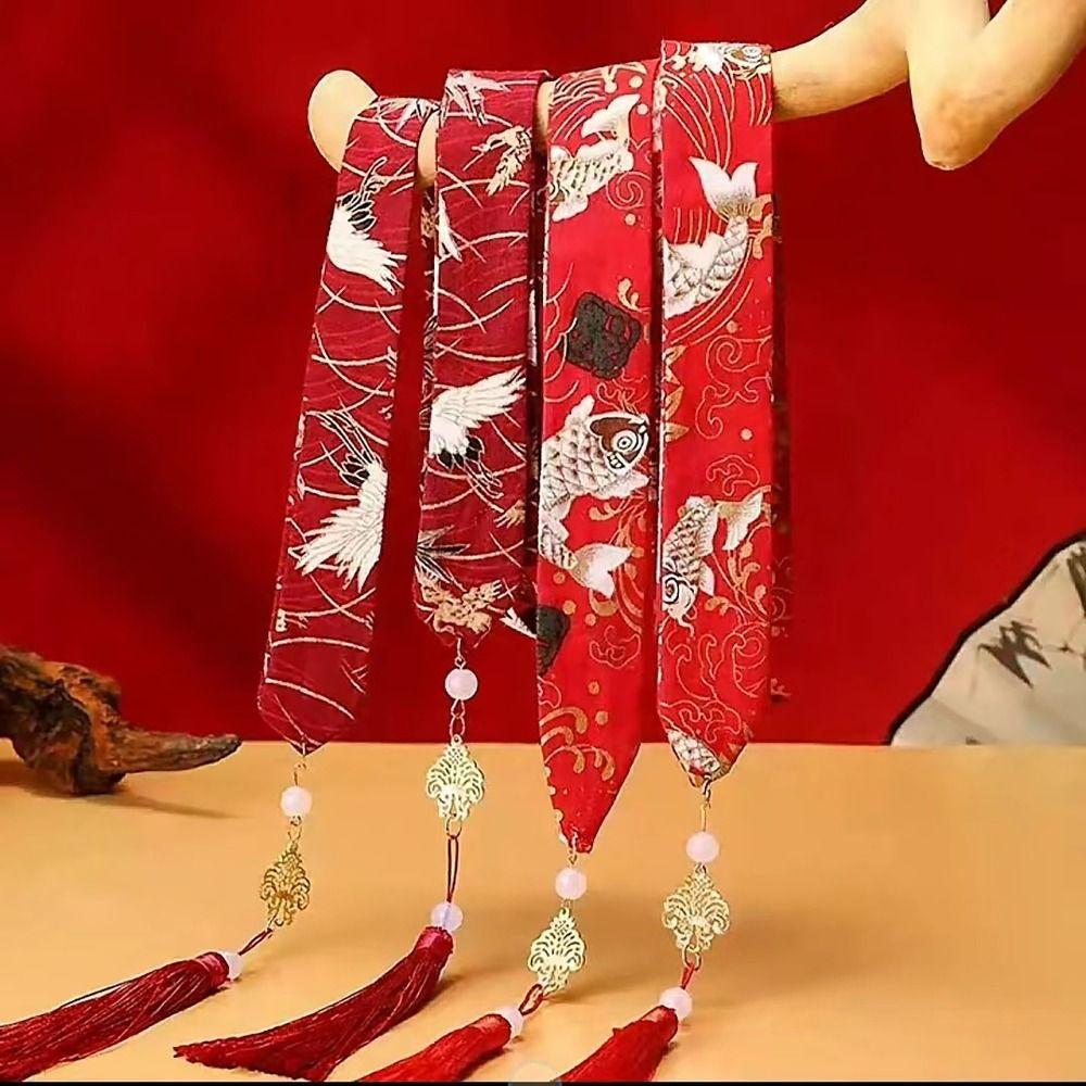 Chinese Style Long Hair Straps Bow Head Bands Retro Hair Ribbons Women