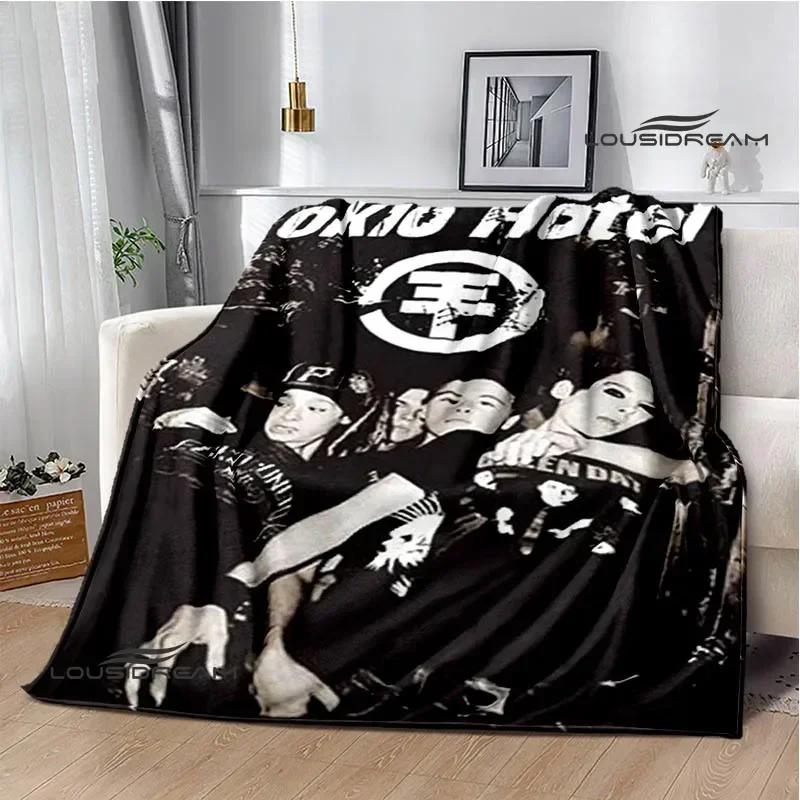 Плед с принтом рок-группы Tokio Hotel Плед для пикника Фланец Теплый плед Домашние и дорожные пледы Постельные принадлежности Подарок на день рождения