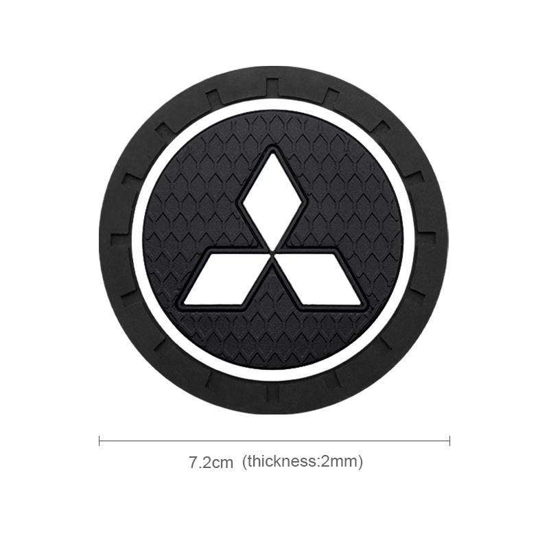 For Mitsubishi Ralliart Lancer Ex Outlander Pajero ASX EVO Car Logo Coaster Anti-skid Mats Water Cup Pads Emblem Car Accessories