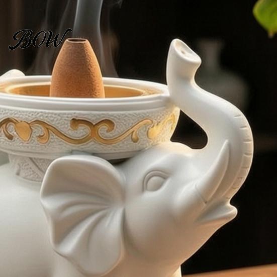 Unique Housewarming Gift for Friends Elephant Incense Burner, Resin Backflow Holder, Waterfall Christmas Holiday Decorative Sculpture Burner