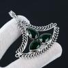 Emerald Gemstone Top Quality Gemstone Handmade Pendant 925 Sterling Silver Pendant, Antique Silver Pendant,Three Stone's Pendant For Gifts