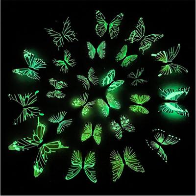 Светящаяся наклейка на стену с бабочкой для гостиной, спальни, наклейка, художественное украшение дома, обои, 3D светящиеся в темноте наклейки, 12 шт./компл.