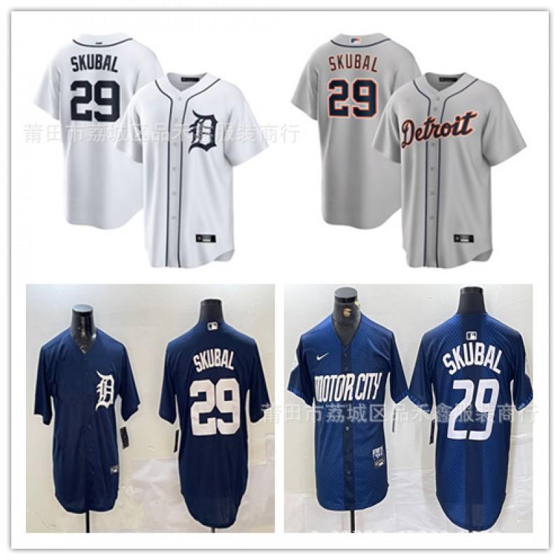 Mens Detroit Tigers Baseball Jersey 29 Skubal Embroidered Cotton Sports Fan Apparel Basketball Fans