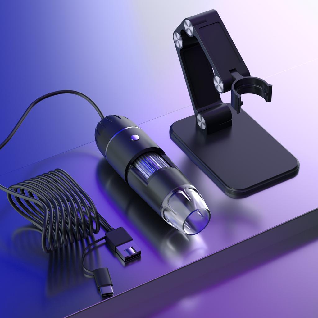 Цифровой USB-микроскоп 1600X 3 в 1 Портативный электронный микроскоп для пайки Светодиодная лупа Тип-C Лупа