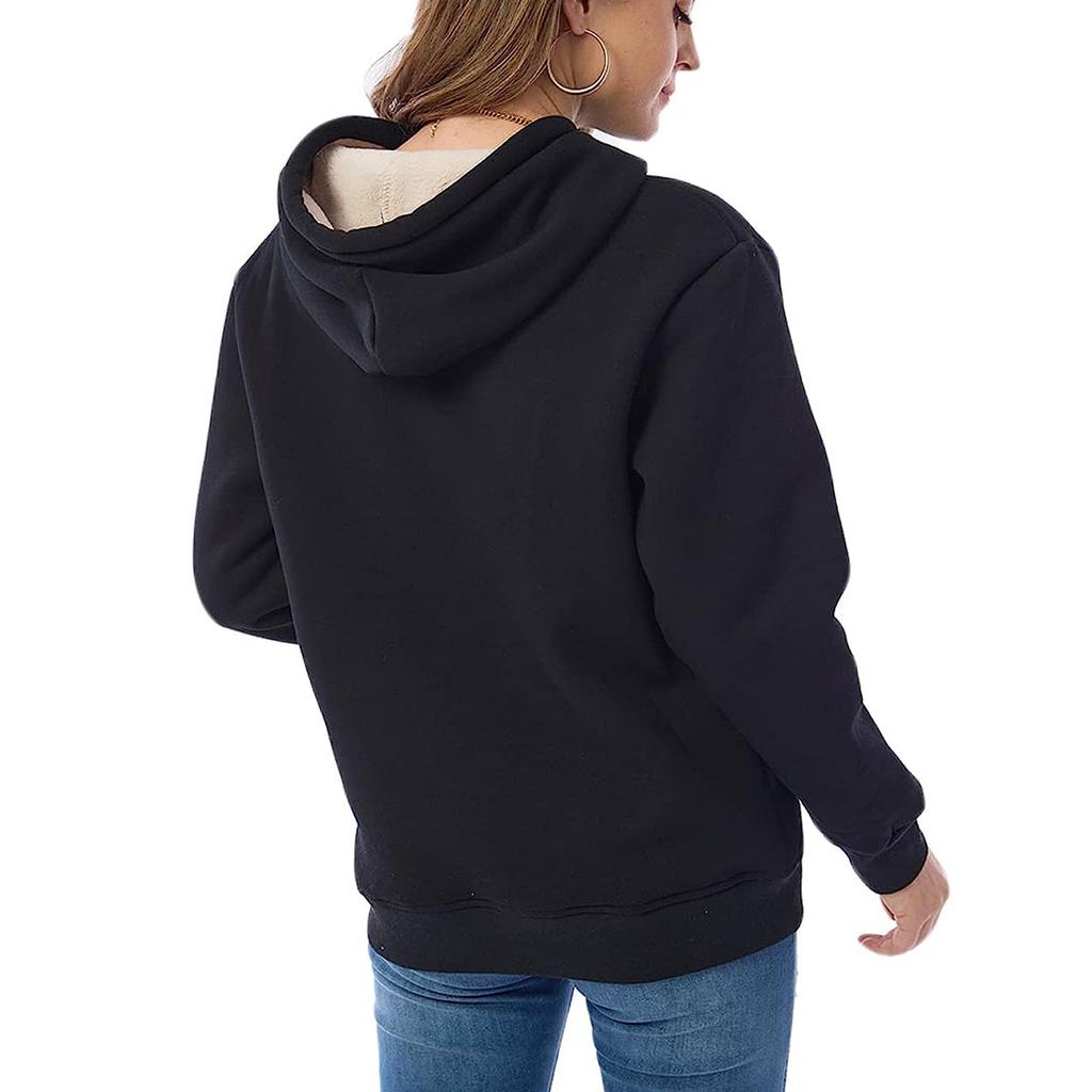 Женская зимняя толстовка, женская теплая спортивная толстовка с капюшоном и карманами из овечьего флиса, куртка