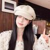 Casual Solid Color Octagonal Hat Big Head Circumference Windproof Bowler Hat Gold Label Painter Cap Women