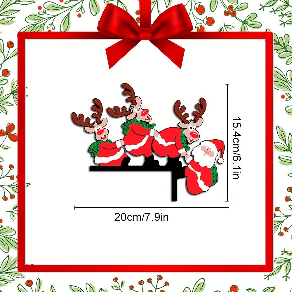 1 шт. Рождественская наклейка на уголок деревянной двери с Сантой, лосем и Гринчем - идеальное украшение для окон и стен в праздники