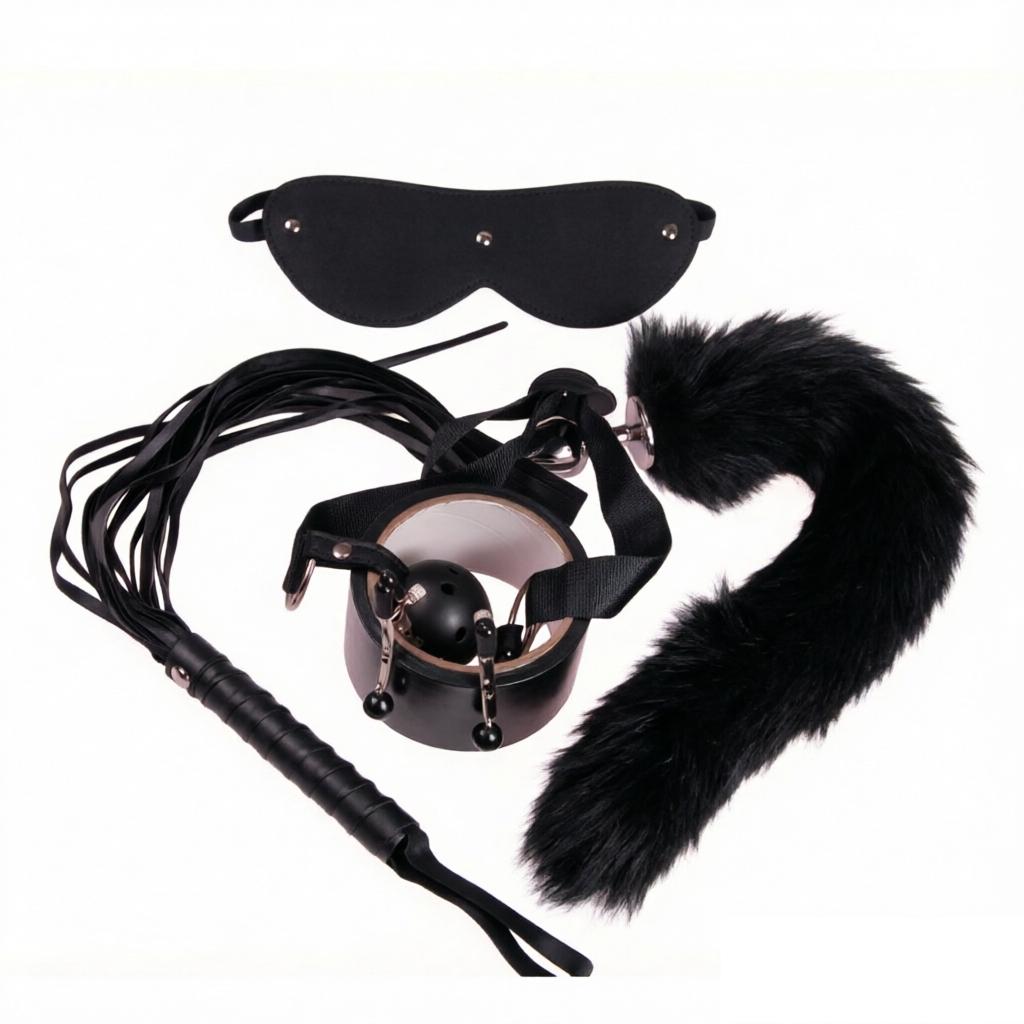 Bondage Kit Sets Slave Games Collar Leash Ropes Hand Ankle Cuffs Mouth Gag Whip EyeMask Blind Strap Sex toy for Women couples