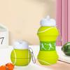 Yousheng 550ml Water Bottle Folding Large Capacity Wide Caliber Tennis Ball Shape Kids Silicone Sport Bottle for Camping