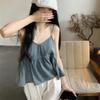 Элегантный повседневный стильный жилет, короткая джинсовая майка с V-образным вырезом, многослойная плиссированная майка с оборками, внутренняя одежда, наружная безрукавка, топы для женщин