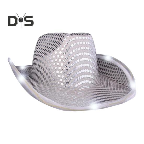 Ковбойская шляпа со светодиодной подсветкой в стиле ретро-вестерн, 5 доступных цветов, кепка с блестками от солнца, для рождественских вечеринок, ночных клубов, выступлений, фото-реквизита